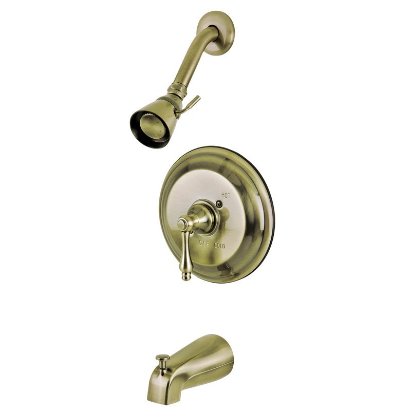 Kingston Brass Restoration Single-Handle Pressure Balanced Tub and Shower Faucet, Antique Brass