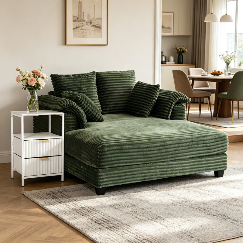 2 Piece Living Room Sets Sofa Bed & Drawer End Table, 2 Pieces: Sofa, End Table, Green