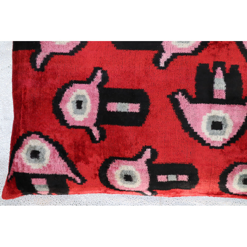 Velvet Rectangular Pillow Cover & Insert, Red Geometric 1