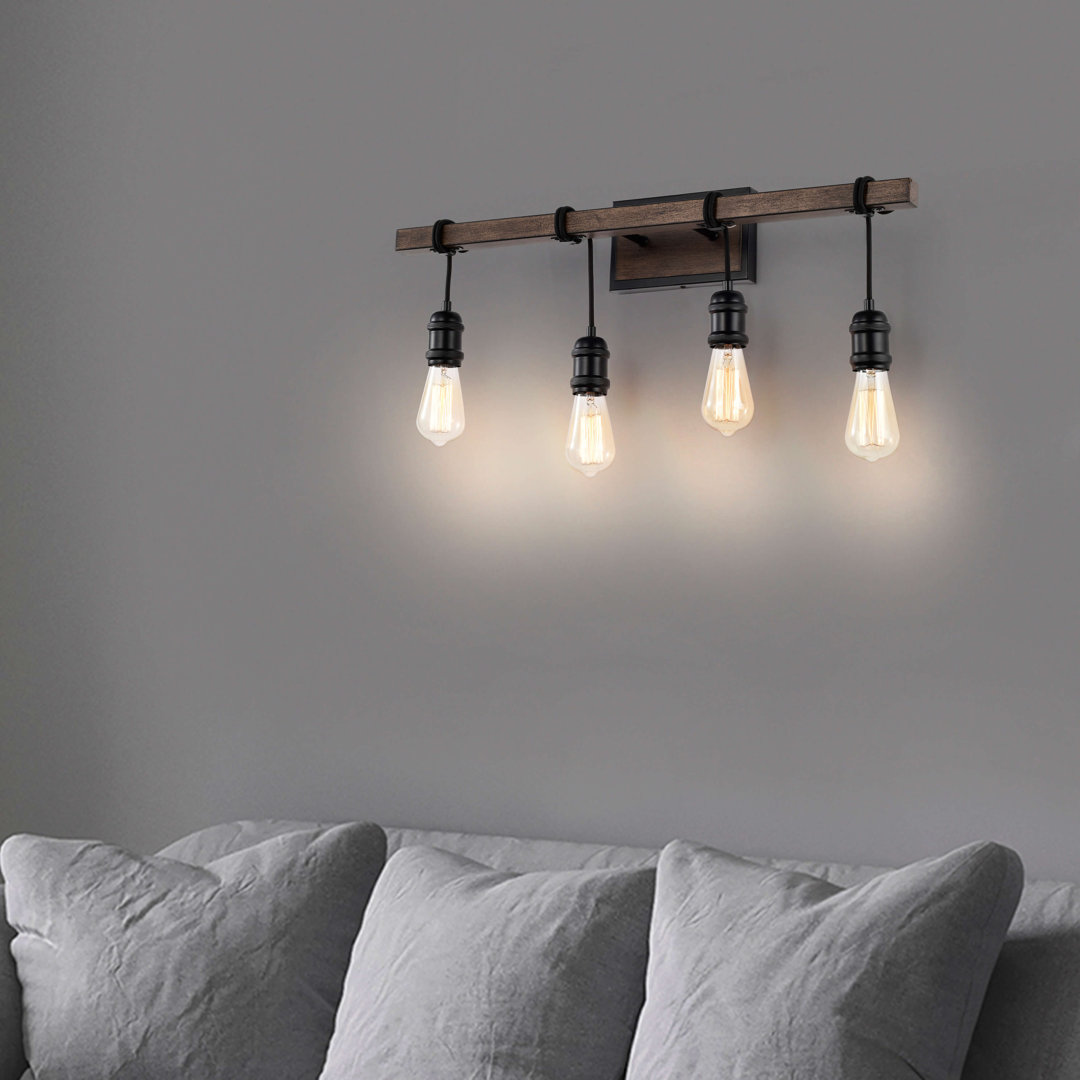 Kaivion 4-light Antique Black And Faux Wood Grain Finish Wall Sconce  Williston Forge