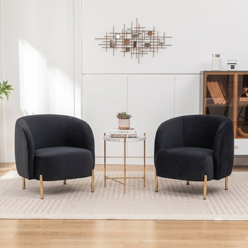 Chaise d'appoint rembourrée Edward, Noir