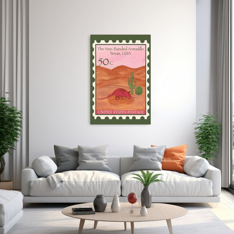 «Texas Desert Armadillo», reproduction d'art contemporain de paysage de cactus contemporain, 60" H x 40" W
