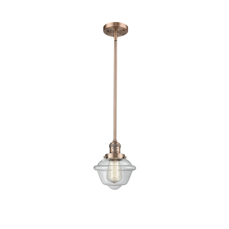 Luminaire suspendu simple 1 lumière Baptiste, Transparent, Cuivre antique, Ampoule DEL 6 watts Vinage