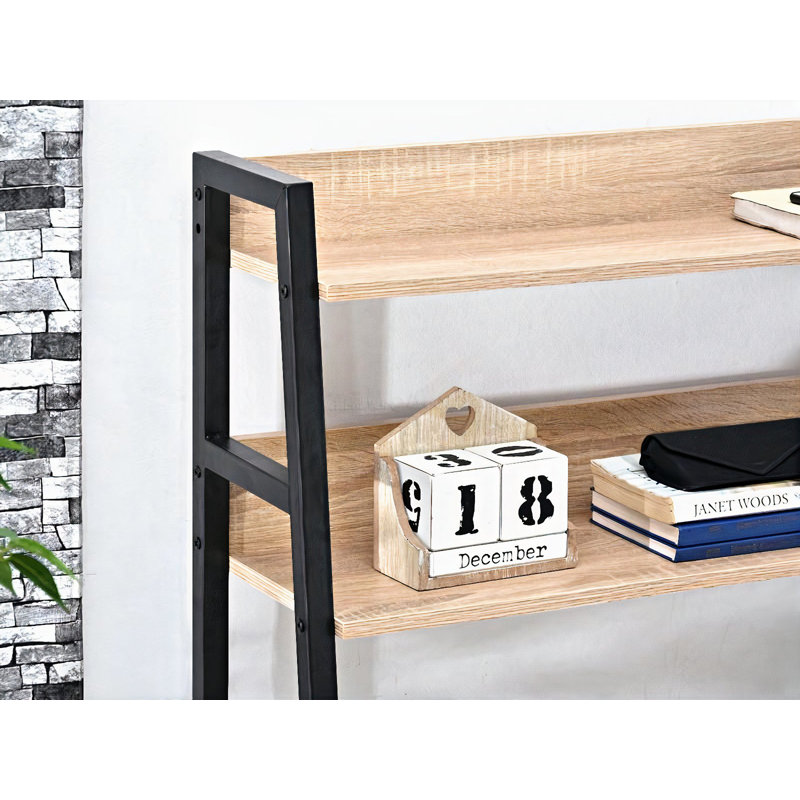 Dawnetta Metal Base Writing Desk, Black, Oak