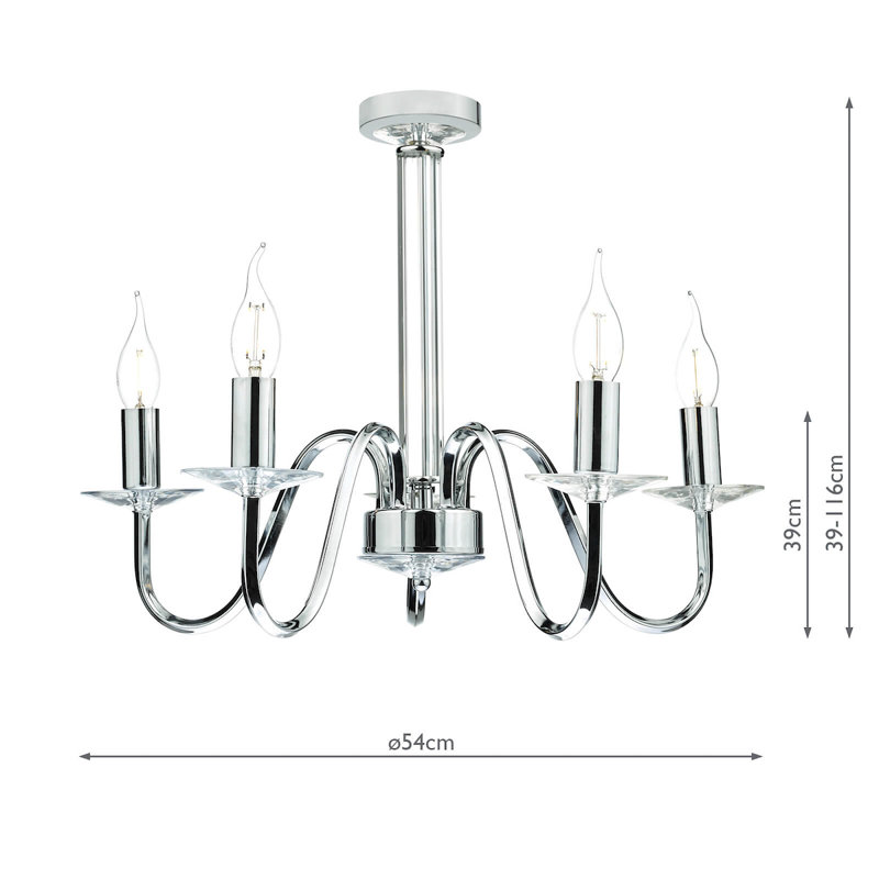 Milla 5 - Light Candle Style LED Chandelier