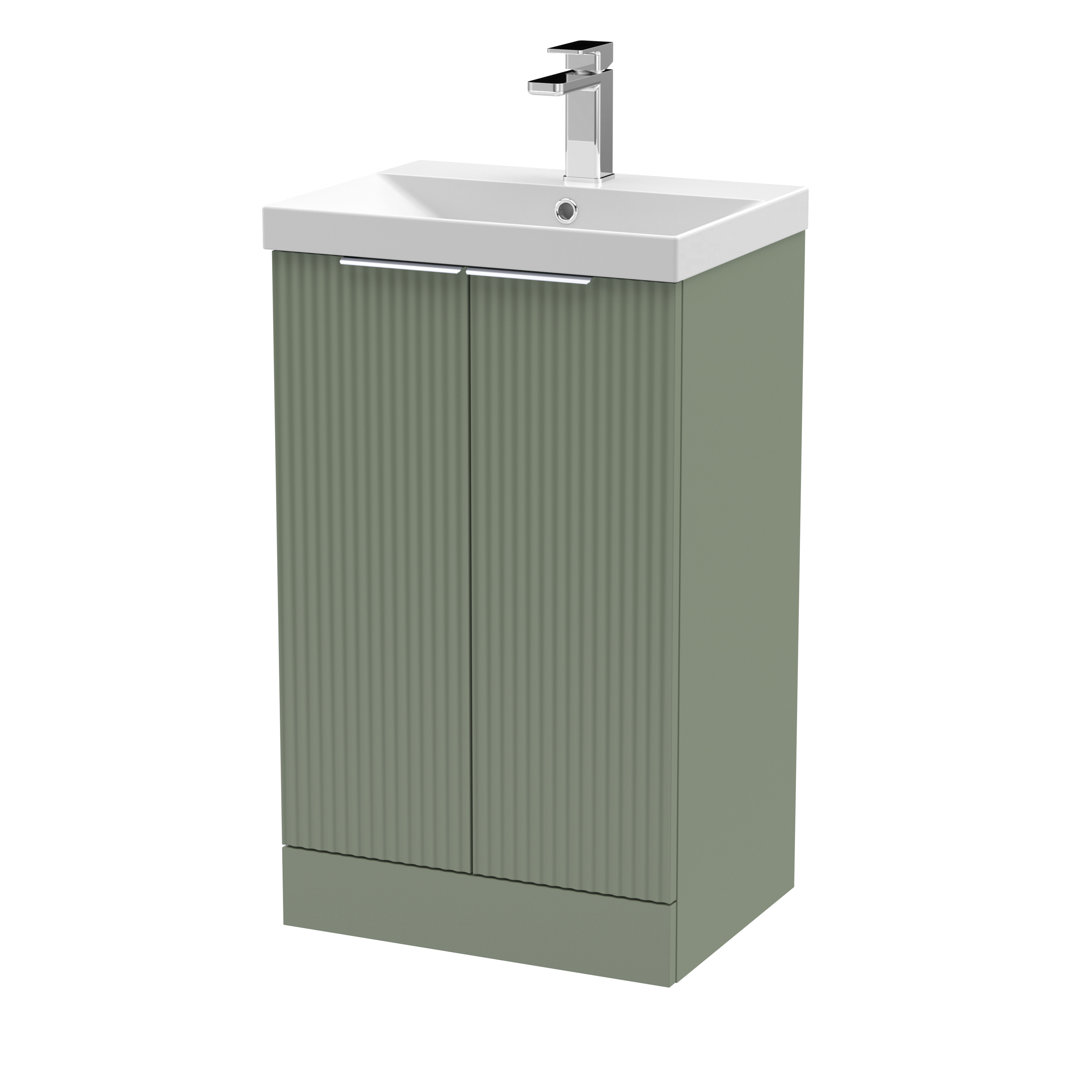 Fluted 500mm Free-standing Single Vanity Unit