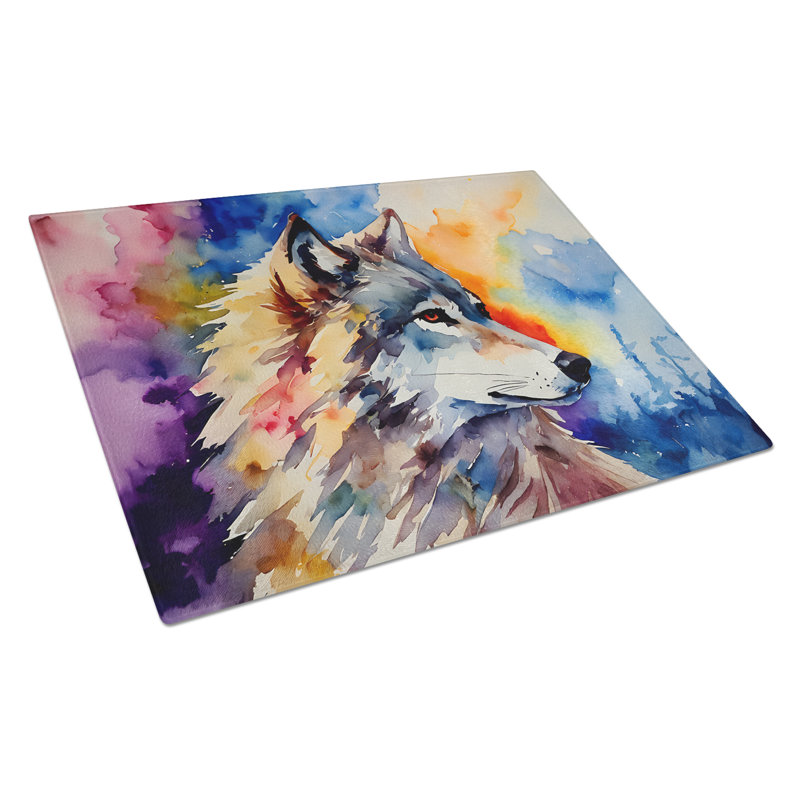 Wolves Wolf  Glass Cutting Board Large