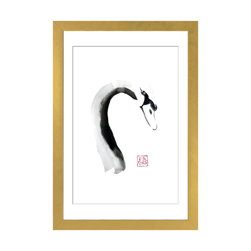 «Swan Face», reproduction d'art sur papier encadré, 24" x 16", Framed Paper, Gold