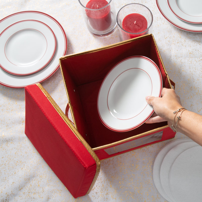 Assiettes repas des Fêtes, H 8 po x l 9,45 po x P 9,45 po