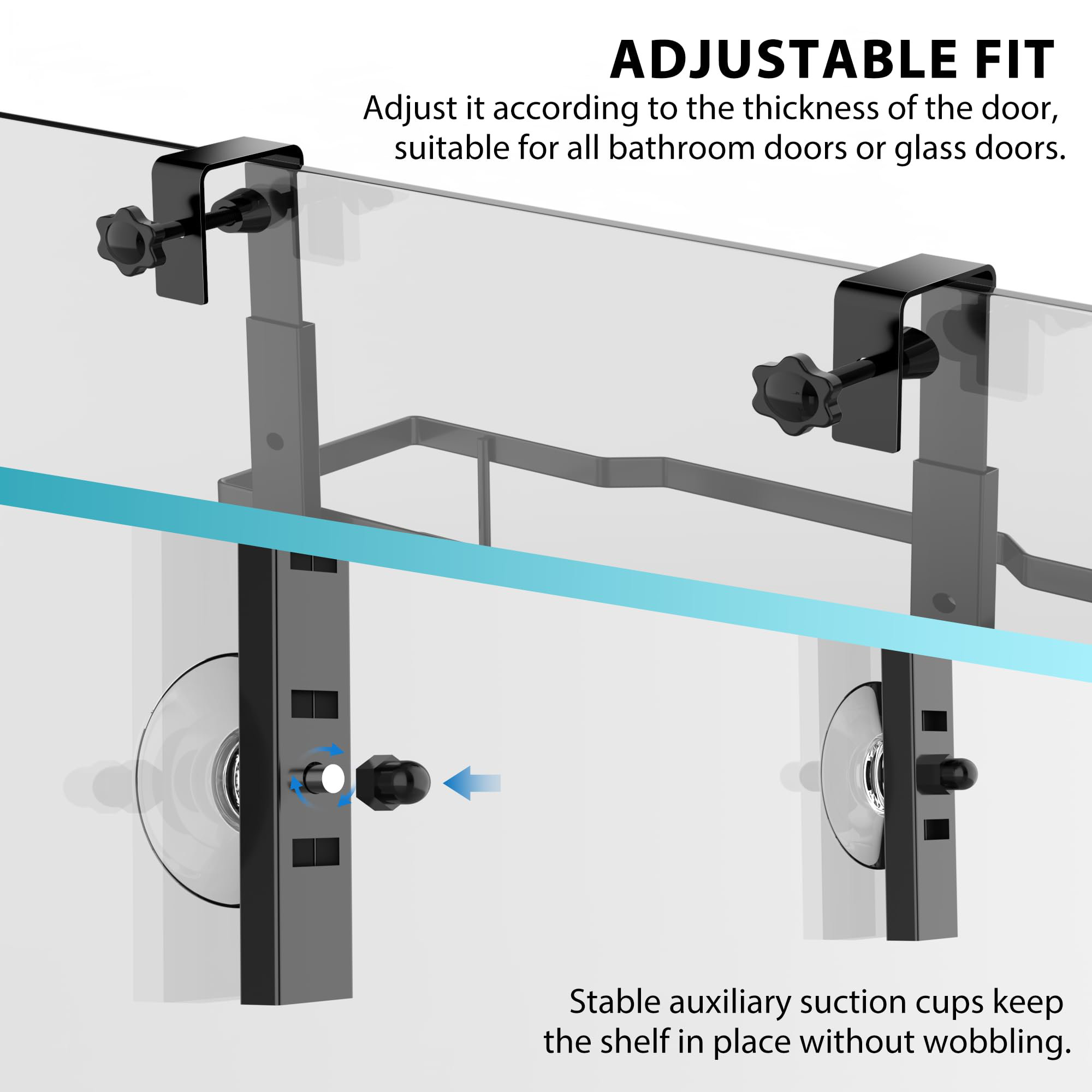 GeekDigg 3 Tier Hanging Shower Caddy - Suction, Hooks, Rustproof Steel