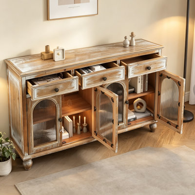 Farmhouse Sideboard Buffet Cabinet,Rustic Storage Cabinet With Shelves For Kitchen, Dining Room, Living Room
