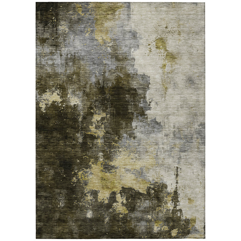 Fibra Brown Washable Indoor-Outdoor Rug - , 3' x 5'