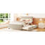 Lit plateforme double en velours avec lit gigogne