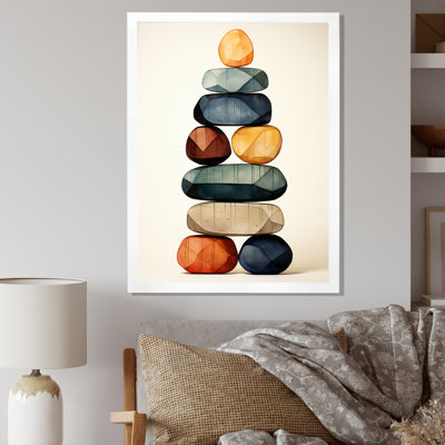 " Finding Balance Rock Balancing Cairn Sculpture " Mixed Media and Color Photography Print