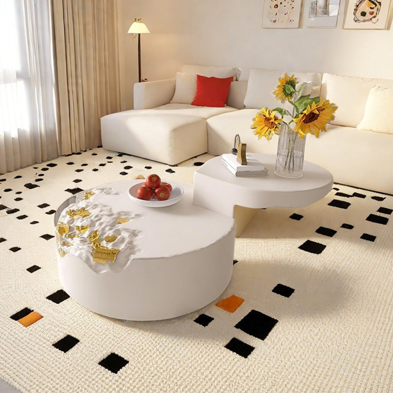 Table basse moderne, moderne et luxueuse, Blanc