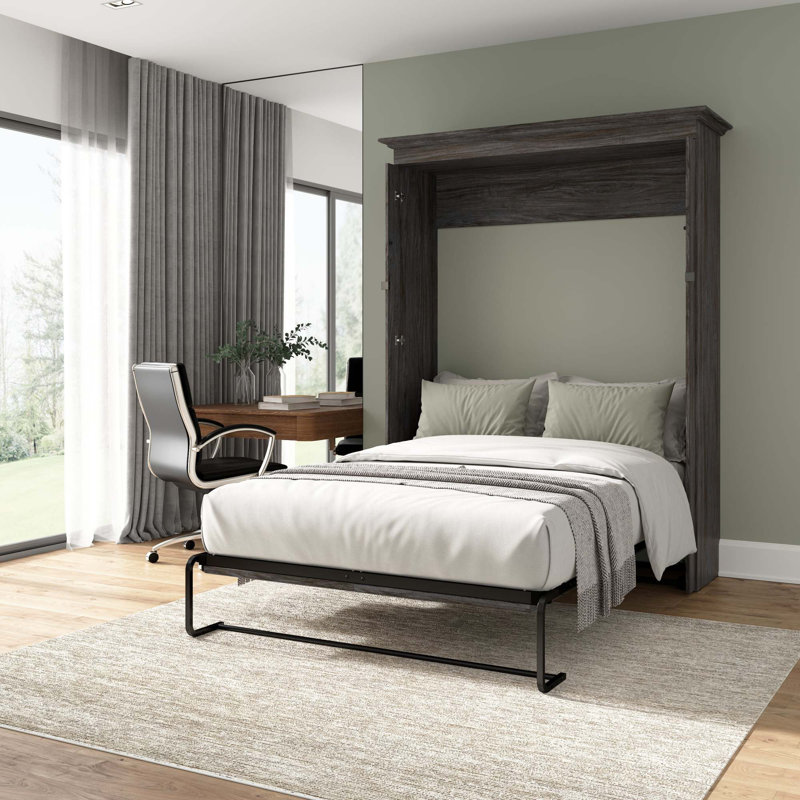 Lit escamotable 66W Alvaretta, Noyer gris