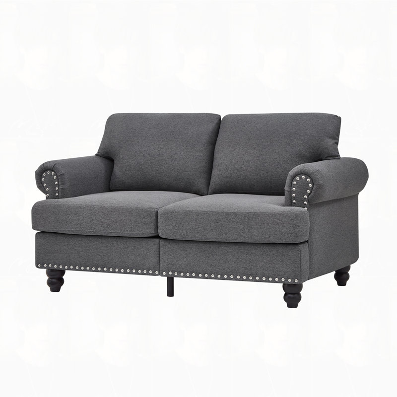 Canapé-causeuse en tissu de polyester, Gris