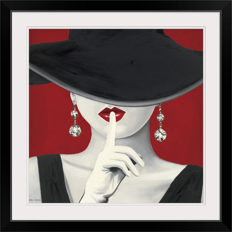 « Haute Chapeau Rouge I » par Marco Fabiano, impression de peinture, H 32 po x l 32 po, Impression encadrée, Noir