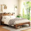 Structure de lit plateforme en bois avec tête de lit à DEL avec rangement et 2 ports USB, silencieux, aucun sommier nécessaire et outil d'assemblage facile, grand rangement sous le lit-53432088-53432095