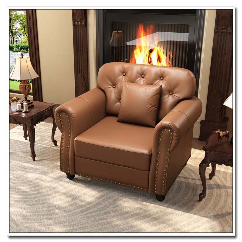 Chaise rembourrée 41,3 po, Brun, Ne s’applique pas