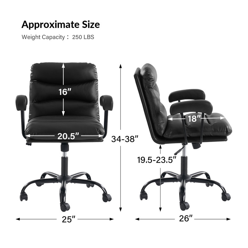 Chaise de bureau Kaynath , Noir
