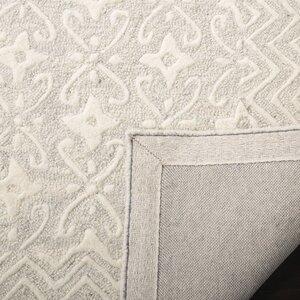 Jahiem Geometric Handmade Tufted Wool Gray/Ivory Area Rug