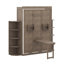 Grand lit escamotable rotatif avec armoire murale cachée, tablettes latérales à 3 niveaux, bureau convertible et supports de rangement supplémentaires-796416821