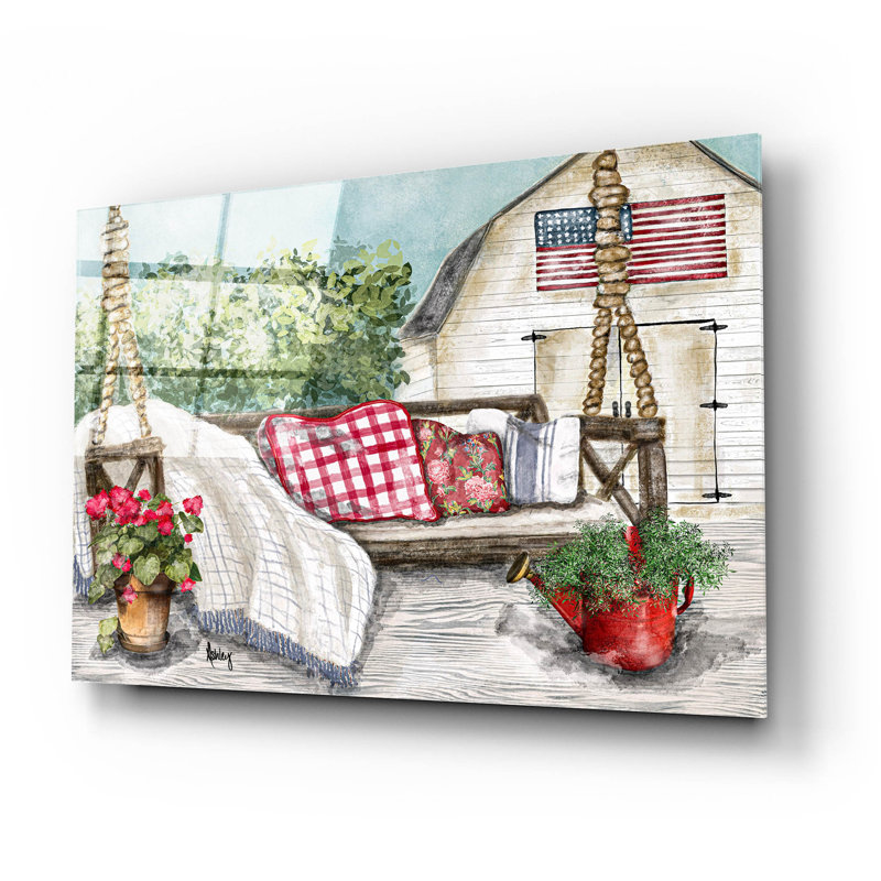 «Summer Porch Swing» par Ashley Bradley, art mural en verre acrylique, H 16 po x l 24 po x P 0,2 po