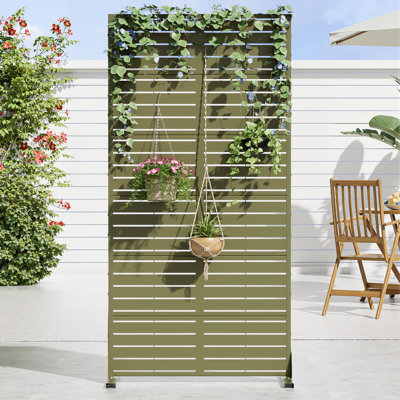 183cm H x 120cm Freestanding Steel Privacy Screen Fence Panels Metal Trellis Outdoor Divider for Pat