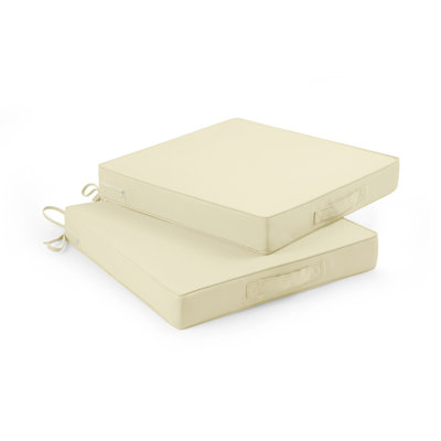 Ensemble de 2 coussins d'extérieur, coussin de siège de patio imperméable et résistant à la décoloration avec sangle de transport, base antidérapante et housse amovible zippée, beige
