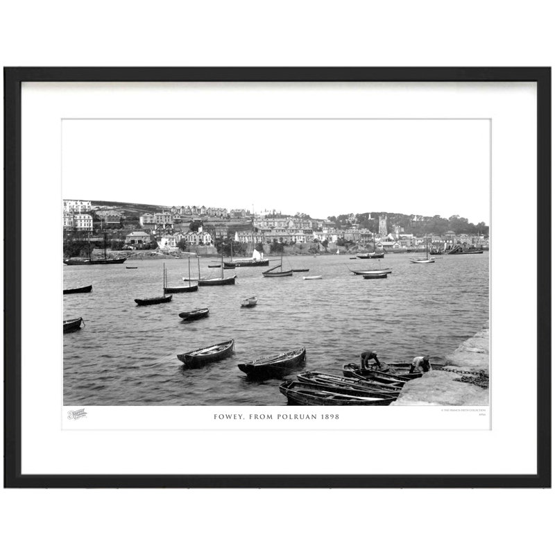 Fowey, From Polruan 1898 - Single Picture Frame Print, 40cm H x 50cm W x 2.3cm D