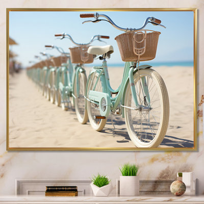 «Vélo tranquille pédalant sur la plage I», reproduction d'art sur toile