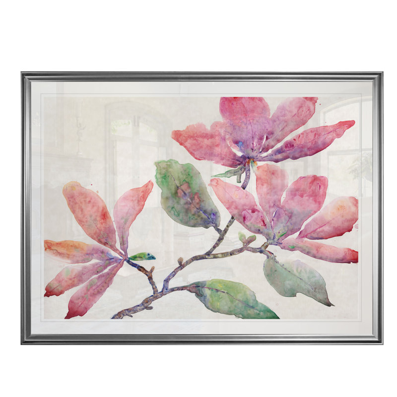 «Flowering Branch I», reproduction, H 22 po x l 30 po x P 1,5 po, Cadre argenté