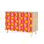 Buffet Buffet avec rangement lumineux orange vif jaune et rose rayé avec 2 portes pour le salon et la cuisine