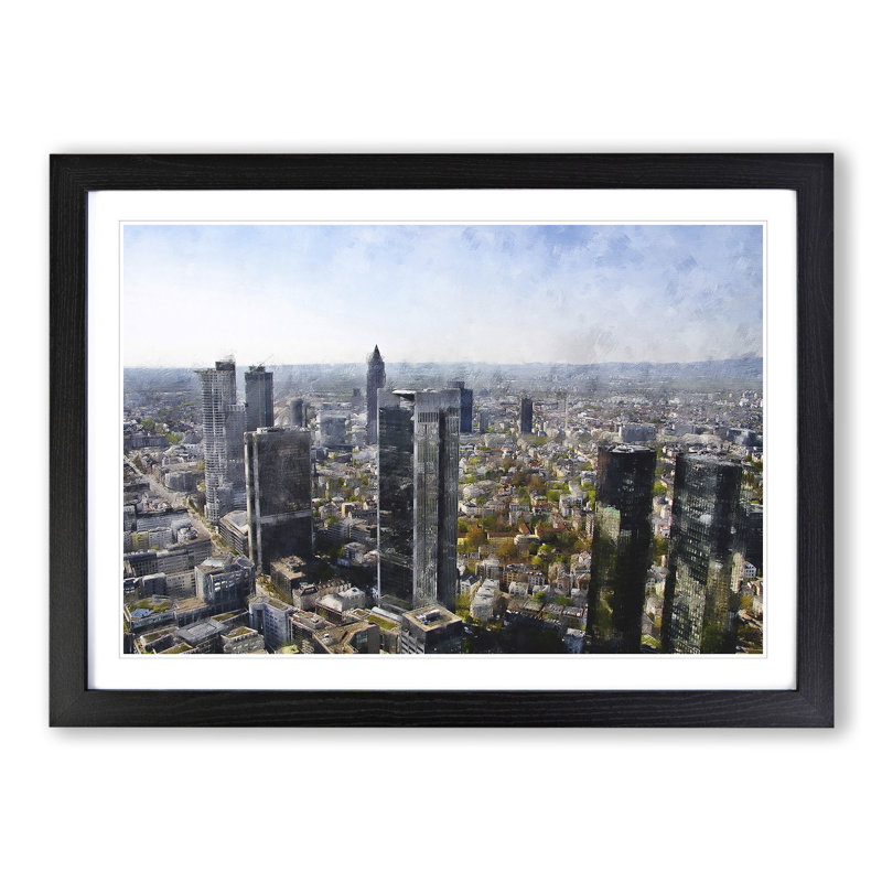 Frankfurt Skyline Vol.1 - Picture Frame Painting, 48cm H x 65cm W x 2cm D, Black Framed