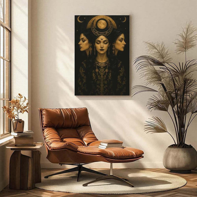 Triple Moon Goddess Canvas Wall Art,30x45cm