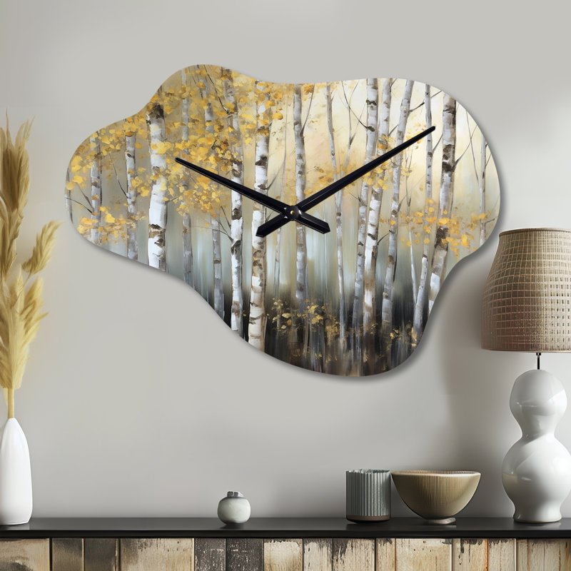 Horloge murale Birch Tree Dense Forest I, Grand