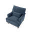 Fauteuil d'appoint rembourré à garniture cloutée bleu marine avec coussin décoratif et pieds en bois massif-1646493043