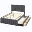 Lit plateforme tapissier avec lit gigogne simple et 3 tiroirs-314168341-314168343