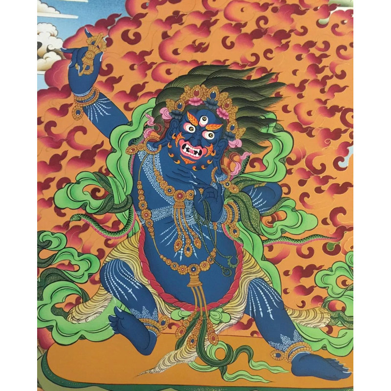 Angry Vajrapani Thangka (Thangka brocart)
