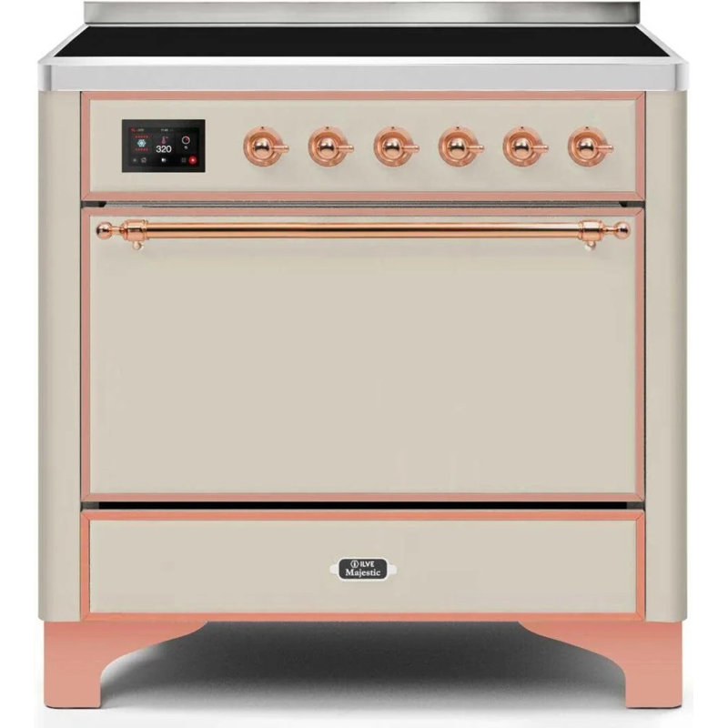 Majestic Ii 36 Inch Freestanding Induction Range, Antique White/Copper