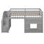 Lit mezzanine simple gris avec escalier de rangement pratique et fenêtre attrayante - bois pour une chambre et un escalier reposants, décor coloré-1014761467