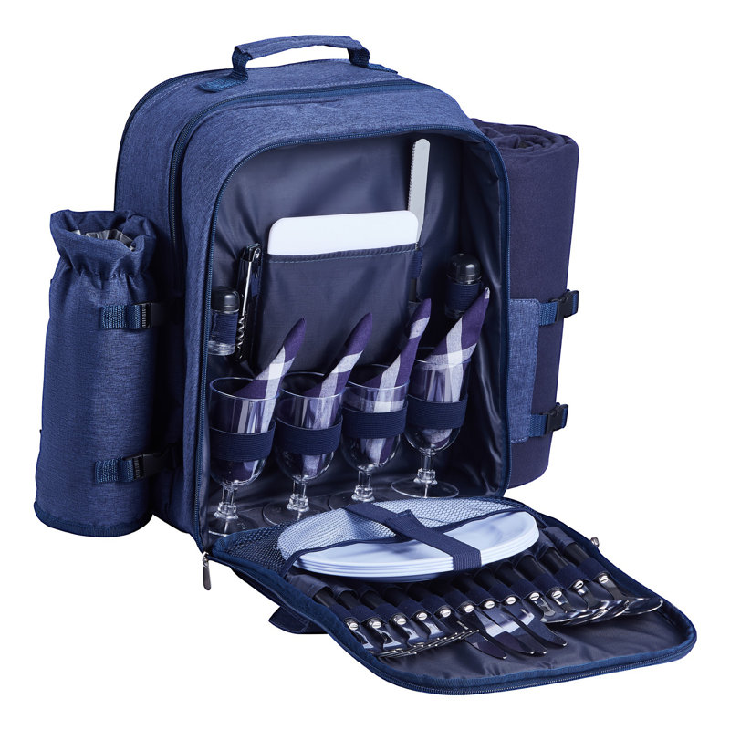 Sac à dos de plage pour 4 personnes avec compartiment glacière bleu marine, Blue