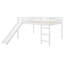 Lit mezzanine double avec glissade, cadre de lit mezzanine multifonctionnel pour enfants, conception peu encombrante, blanc