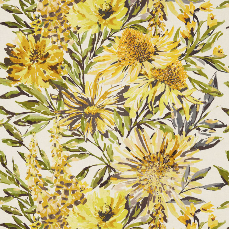 Floreale Fabric, Maize/Mustard/Sage