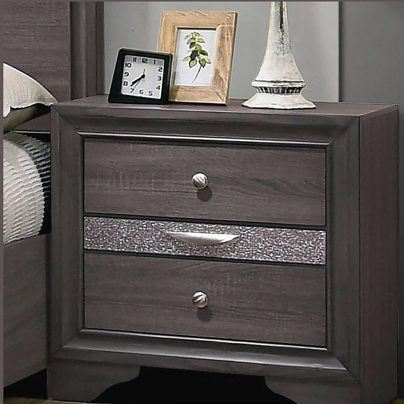 Table de chevet grise 1pc, Gris