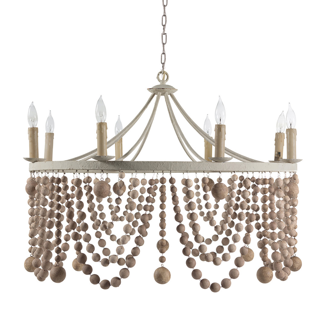 Madeleine 8 - Light Wagon Wheel Chandelier with Beaded Accents Gabby