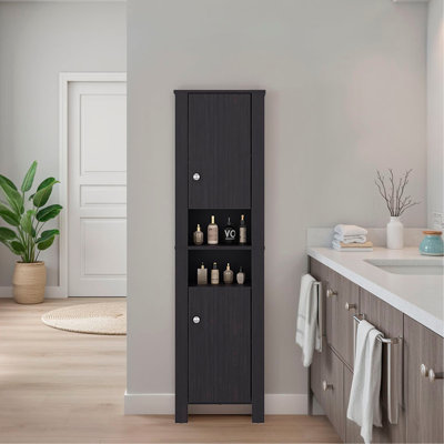 Vanessa Bathroom Cabinet With Auxiliary Storage Modern Freestanding Organizer, Space-Saving Bathroom Storage