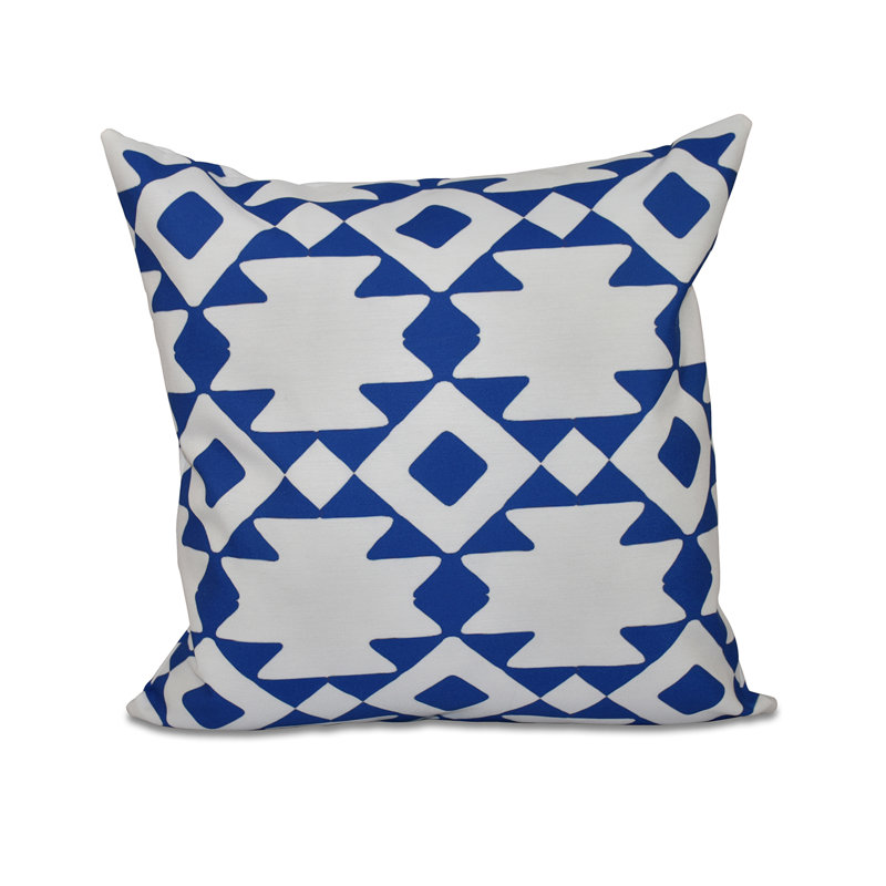 Geometric Down Reversible Throw Pillow, 20" H x 20" W, Dazzling Blue
