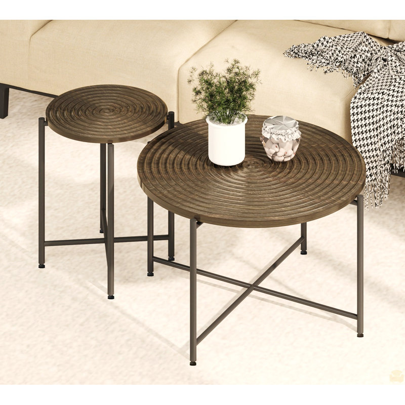Ensemble 2 pièces tables basses et tables de bout, Noyer brun